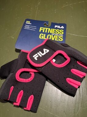 Fila Women's Black Fitness Gloves with Hot Pink Accents